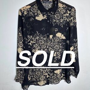 SOLD Floral Button-Up Sheer Blouse